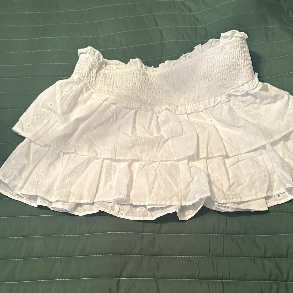 Wild Fable White Tiered Mini Skirt with shorts built in